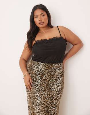 ASOS CURVE ASOS DESIGN CURVE MESH LACE TRIM BODYSUIT 