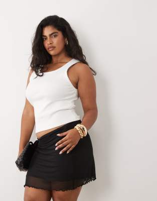 ASOS DESIGN Curve mesh midi skirt in black