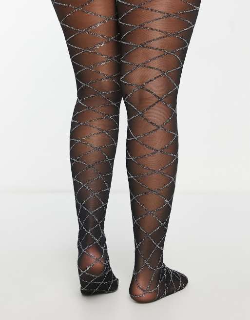 ASOS DESIGN cut out detail tights in black