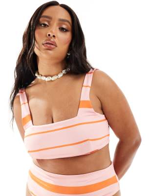 Asos Curve Asos Design Curve Mia Cropped Bikini Top In Multi