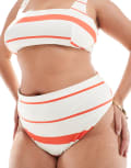[ASOS DESIGN] ASOS DESIGN Curve Mia Mix & Match high leg high waist bikini bottoms in tomato stripe-Multi 18 Tomato Stripe