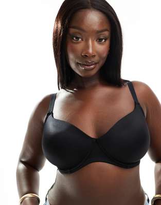 Asos Curve Asos Design Curve Microfiber Molded T-shirt Bra In Black