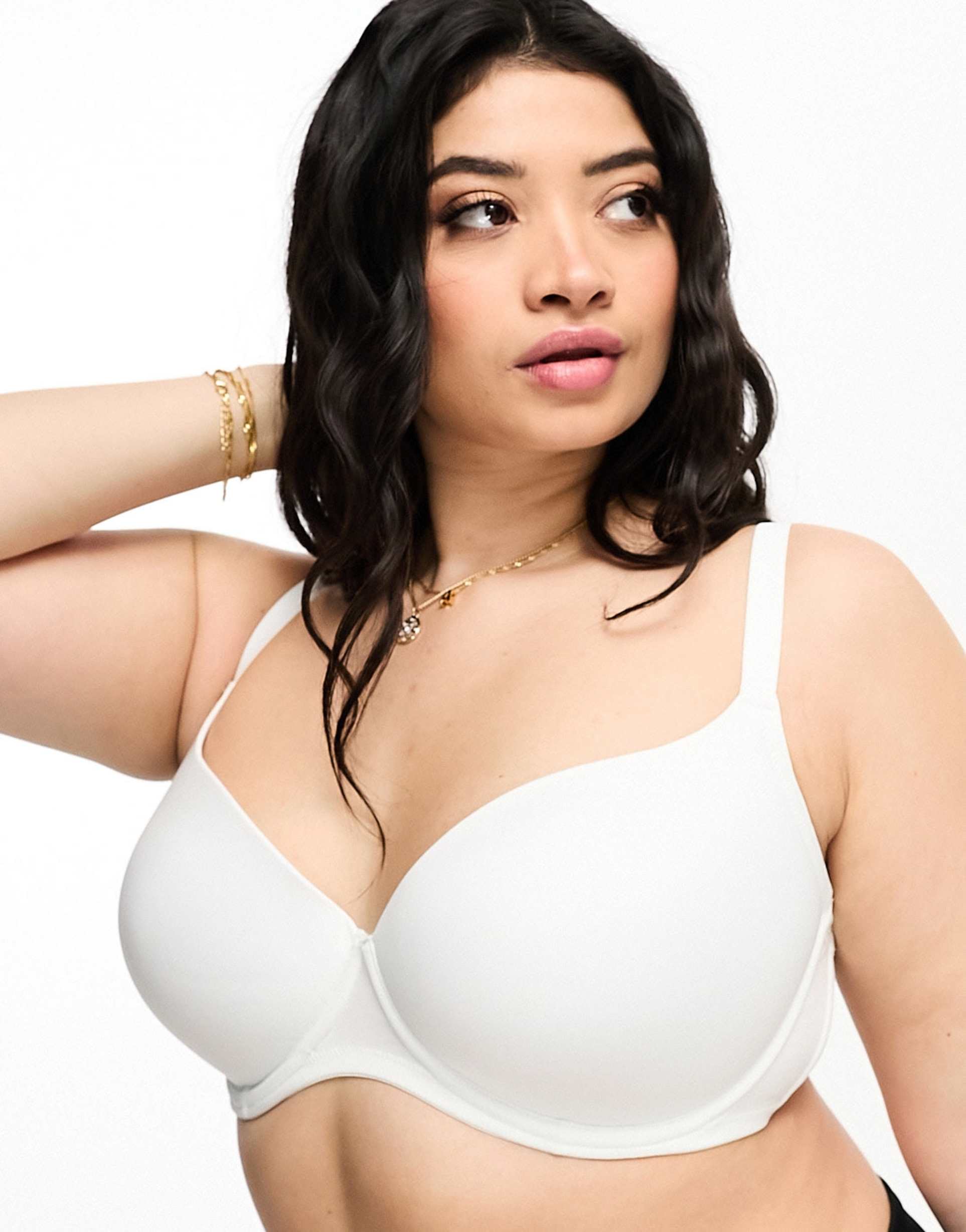 asos design curve microfiber molded t-shirt bra in white