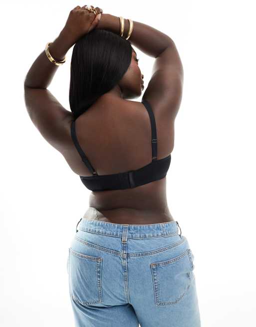 ASOS DESIGN Curve microfibre moulded t-shirt bra in black, 2 of 4