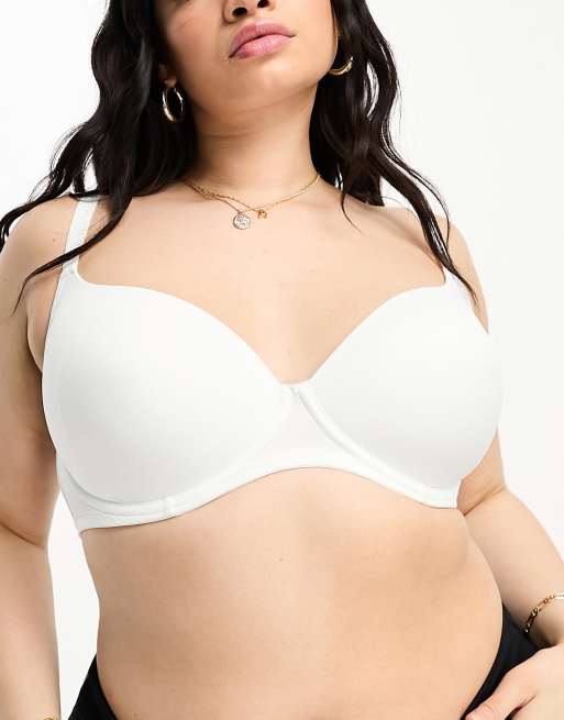 ASOS DESIGN Curve microfibre moulded t-shirt bra in white, 2 of 4