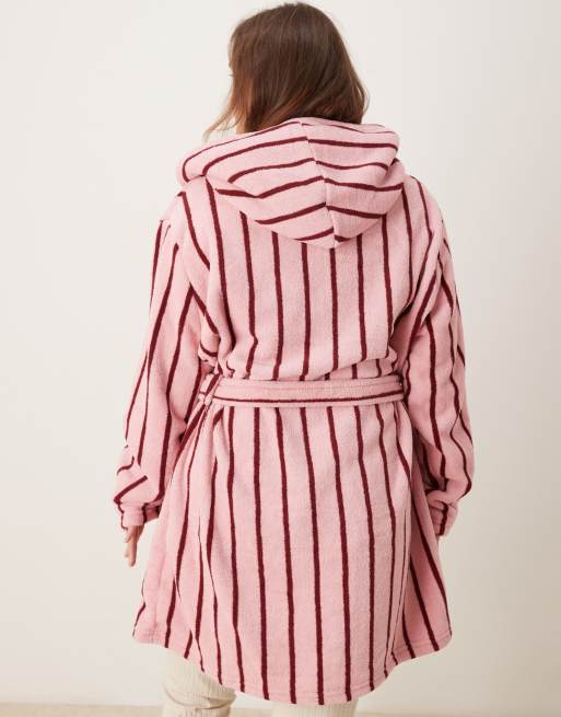 ASOS DESIGN Curve microfleece mini robe in stripe print | ASOS