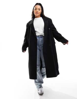 Asos Curve Asos Design Curve Mid Length Dad Coat In Black ModeSens