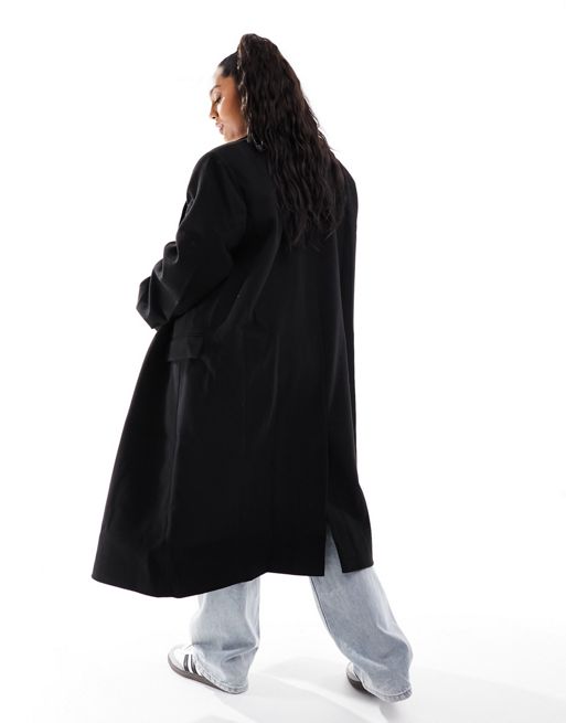 ASOS DESIGN Curve mid length dad coat in black