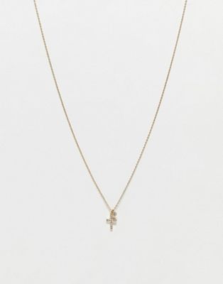 ASOS DESIGN Curve mid length necklace with cross and crystal pendant design in gold tone - ASOS Price Checker