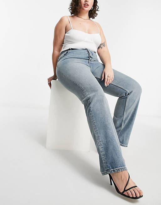  Curve mid rise '90's' straight leg jeans in vintage lightwash 