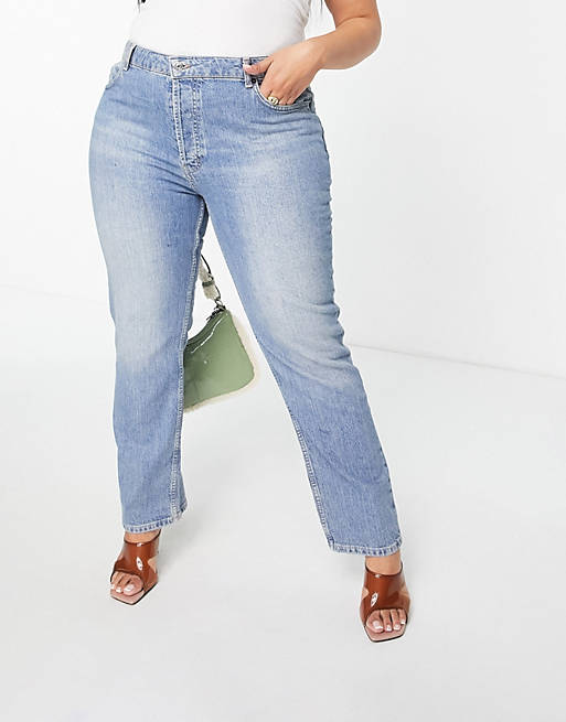Jeans Curve mid rise comfort stretch straight leg jeans in midwash 
