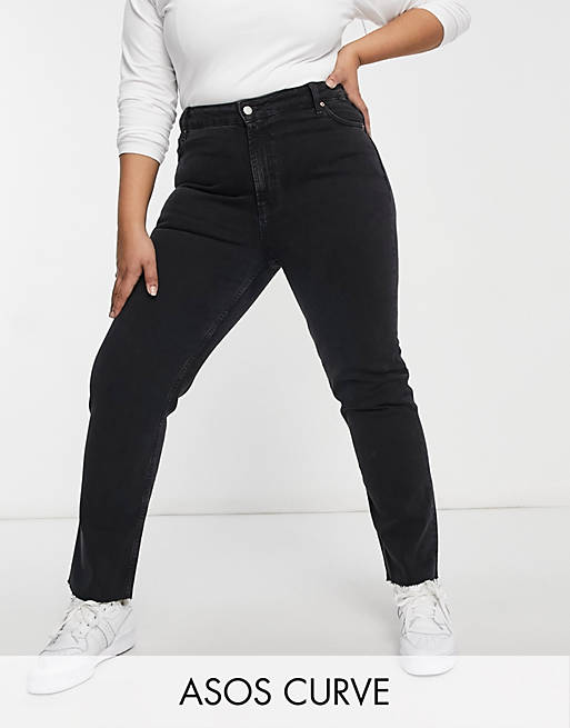 Women Curve mid rise vintage 'skinny' jeans in washed black 