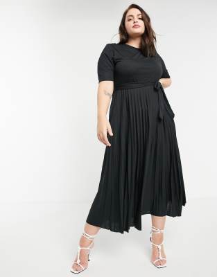 asos black pleated dress
