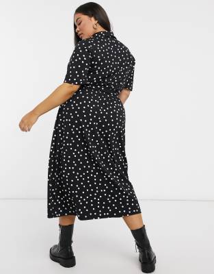 black polka dot button down shirt