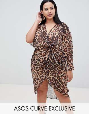 asos curve leopard dress