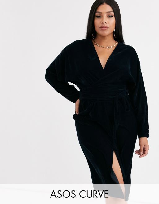 Asos velvet hot sale wrap dress