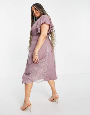 ASOS DESIGN Curve midi dress with lace godet panels