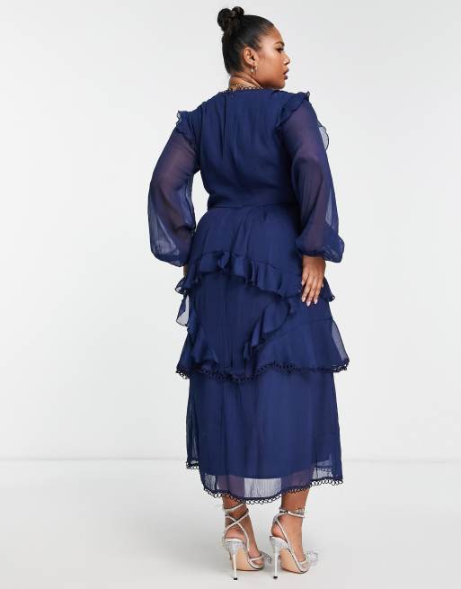 Asos curve navy sales dress