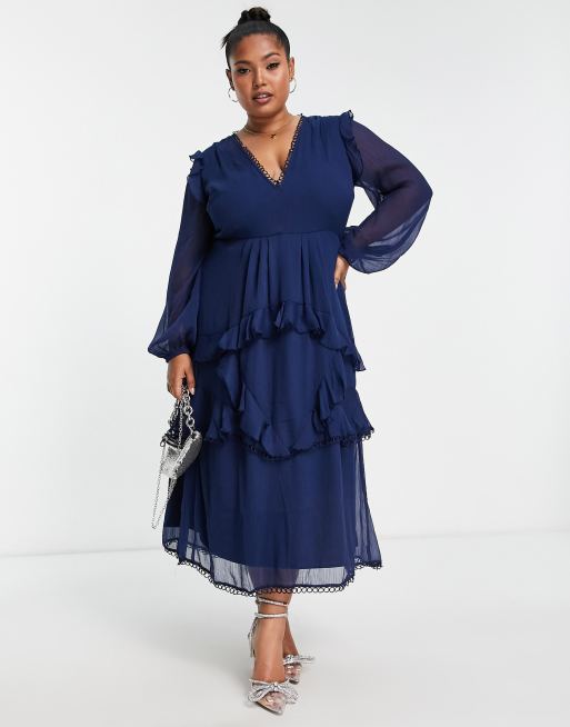 Asos curve navy sales dress