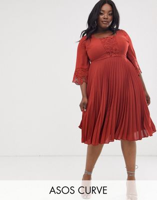 curve midi dress with sleeves