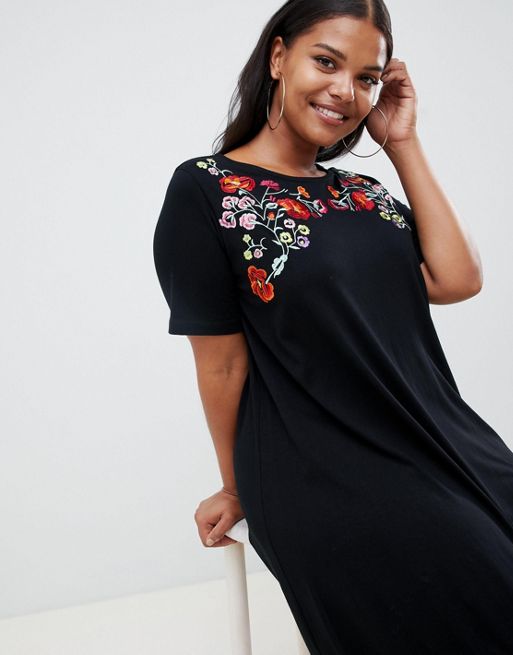 Embroidered Graphic Midi T-Shirt