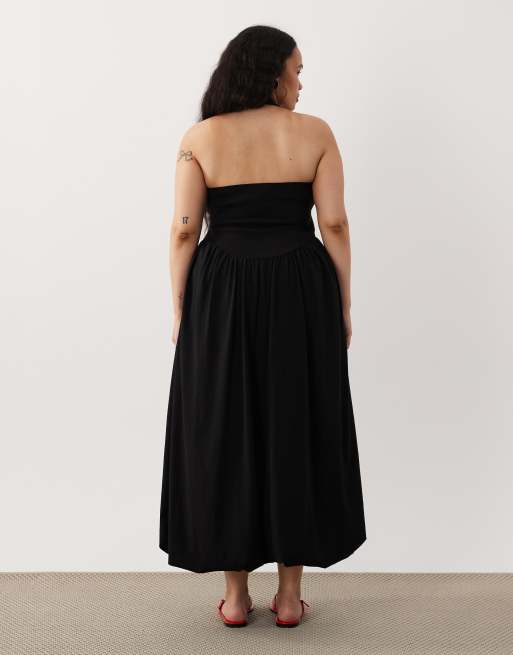 ASOS DESIGN Curve - Midi jurk met bolle zoom in zwart, 4 van 4