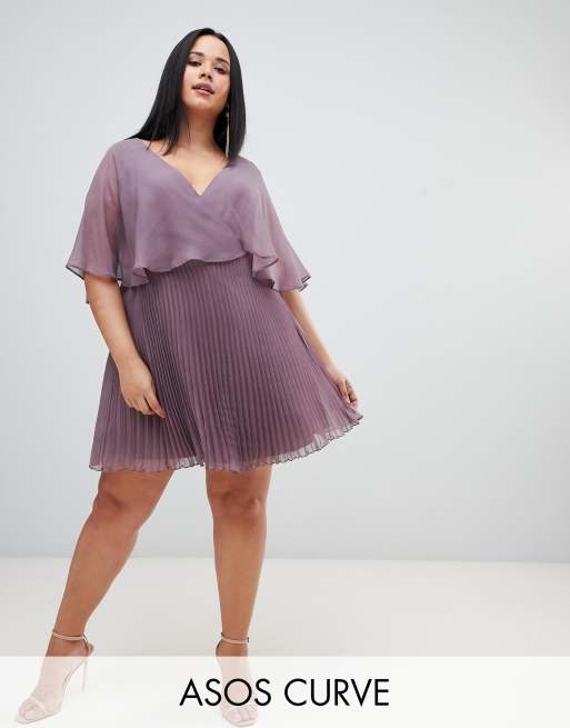 ASOS DESIGN - Curve - Midi-jurk met fladder mouwen en geplooide rok