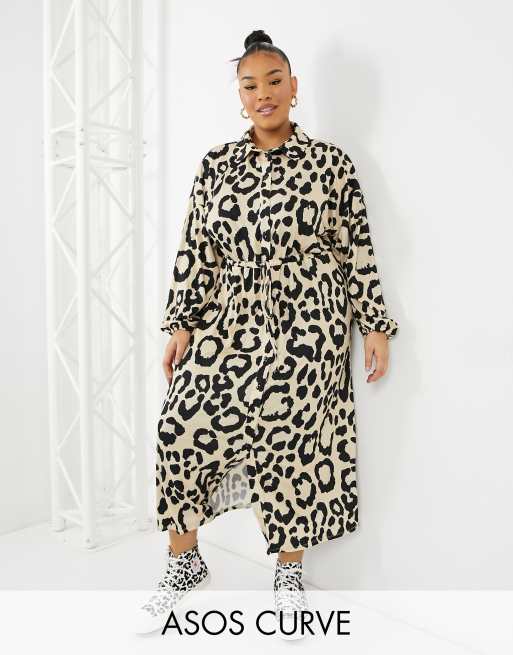 Asos leopard 2025 print shirt dress