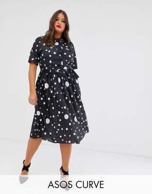 shirt dress with pleated skirt