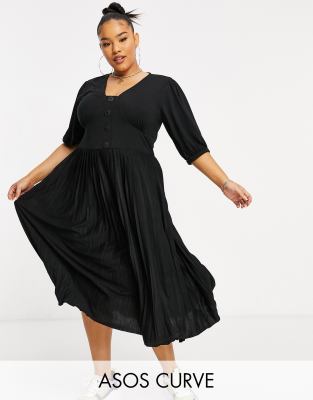 asos black pleated dress