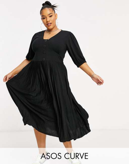 Asos black hot sale pleated dress