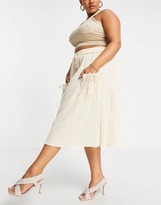 Plus size white outlet crinkle skirt