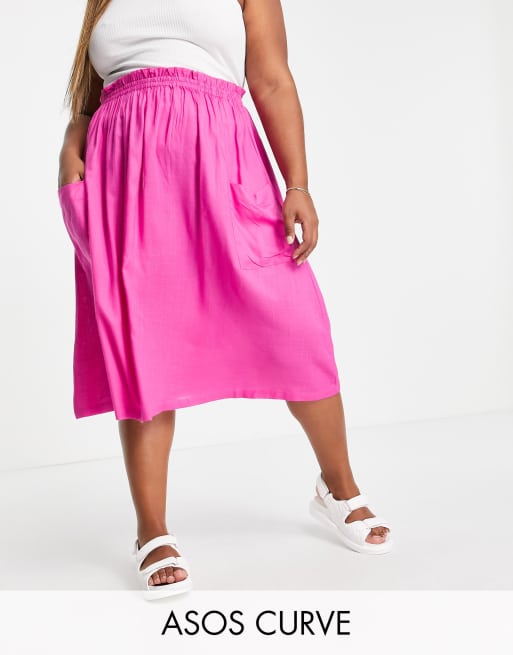 Pink midi hotsell skirt asos