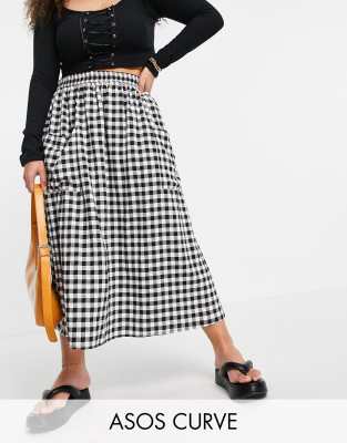 asos gingham midi skirt