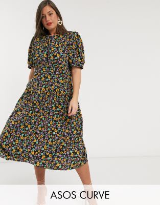 plus size midi tea dress