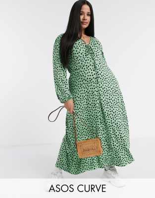 asos green spot dress
