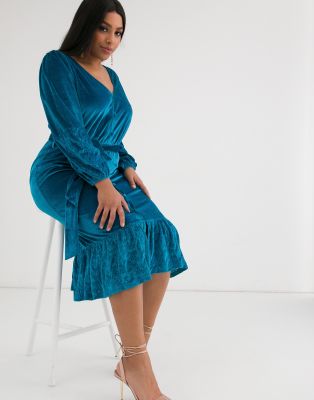 velvet blue wrap dress