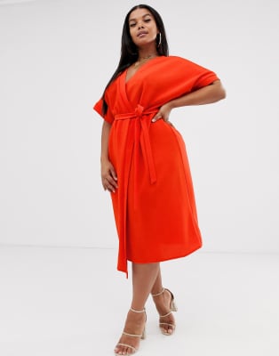asos orange wrap dress