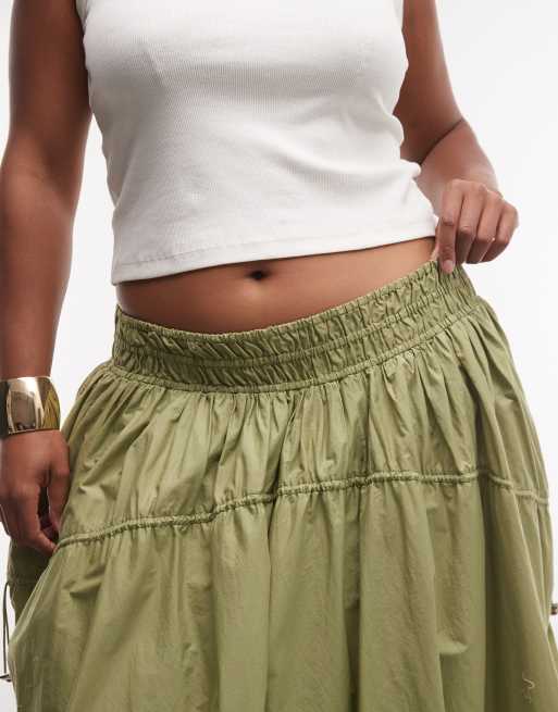 ASOS DESIGN Curve midikjol med justerbar dragsko, fickdetalj och volym, 5 av 5