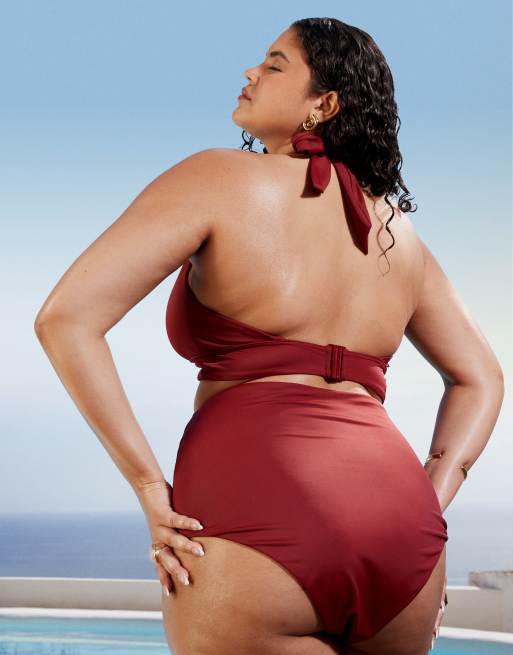 ASOS DESIGN Curve – Mieszaj i łącz – Maya – Burgundowe bikini