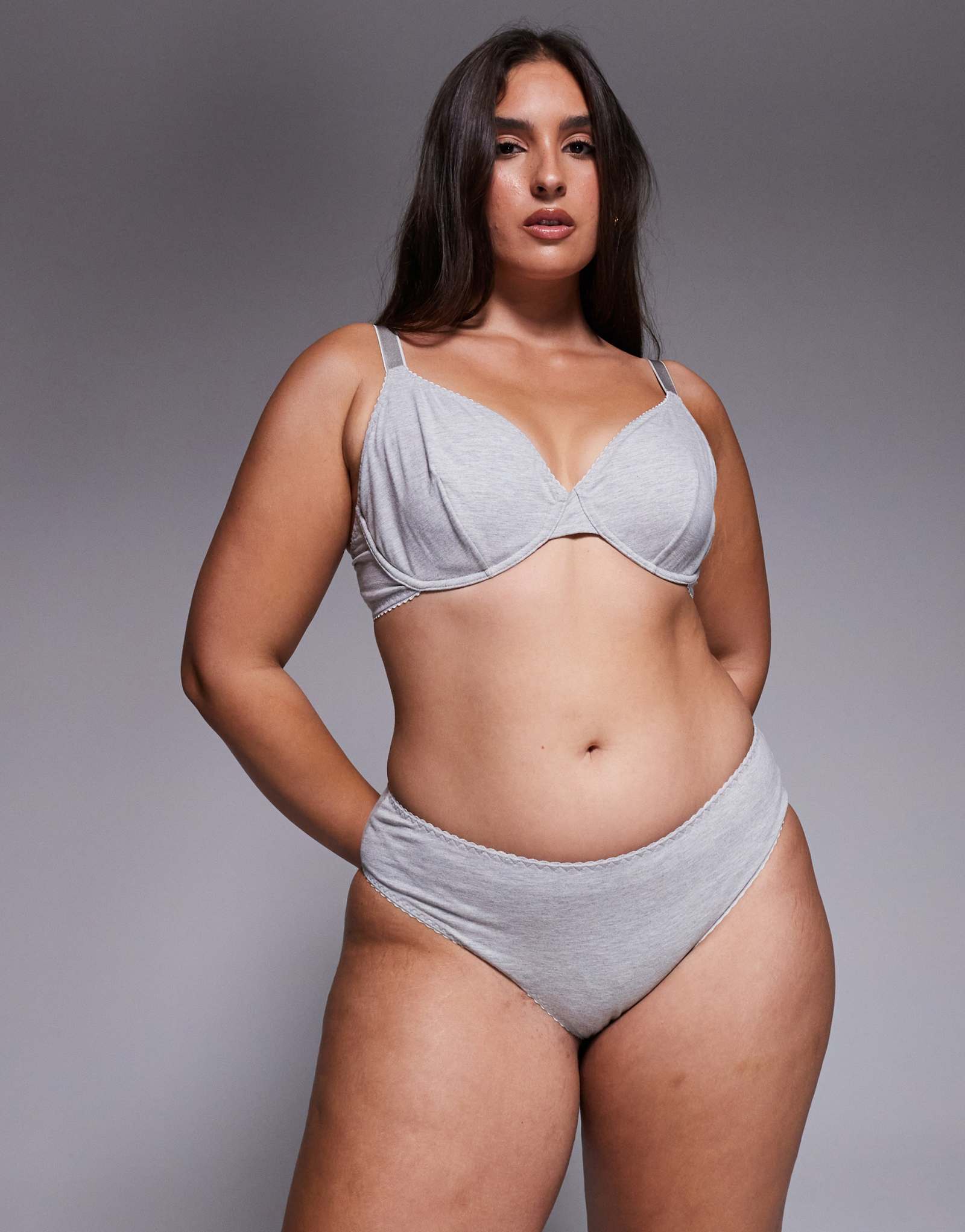 ASOS DESIGN Curve Mila-бразильские трусы из серого вереска, 2 штуки