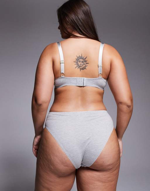 ASOS DESIGN Curve Mila 2-pack Brazilian briefs in gray heather, 3 of 4