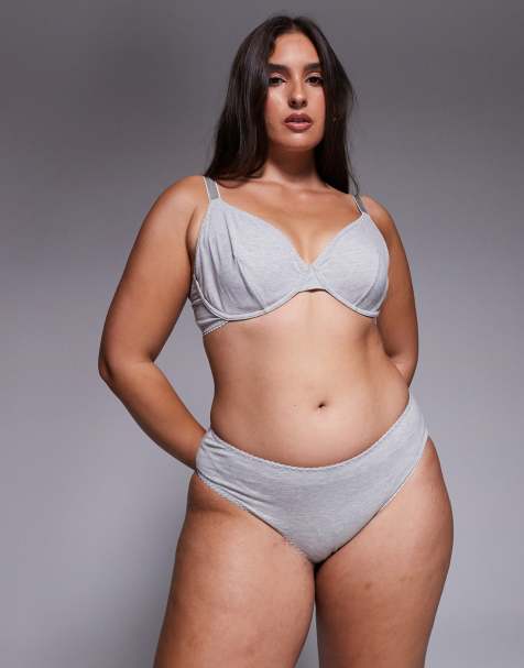 ASOS DESIGN Curve – Mila – 2er-Pack Brazilian-Fit-Slips in meliertem Grau - view 1