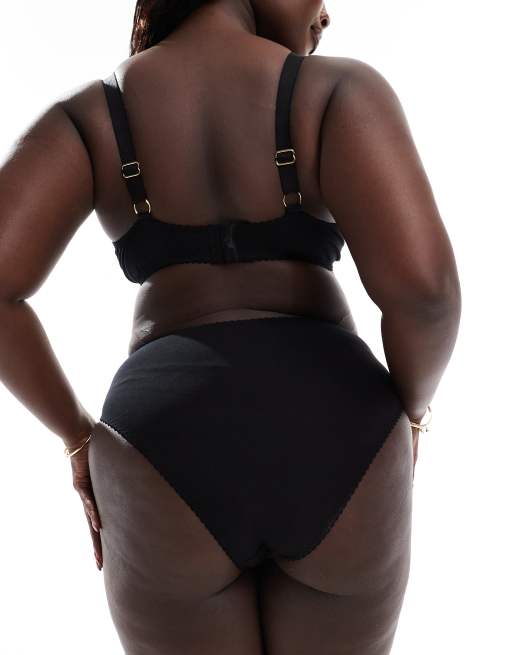 ASOS DESIGN Curve - Mila - Confezione da 2 slip brasiliani in cotone nero, 3 di 4