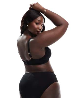 Asos Curve Asos Design Curve Mila Cotton Underwired Bra In Black
