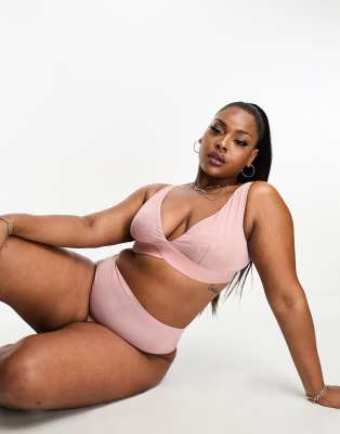 Asos Design Curve Mila Mesh High Apex Soft Bra In Mink-pink ModeSens