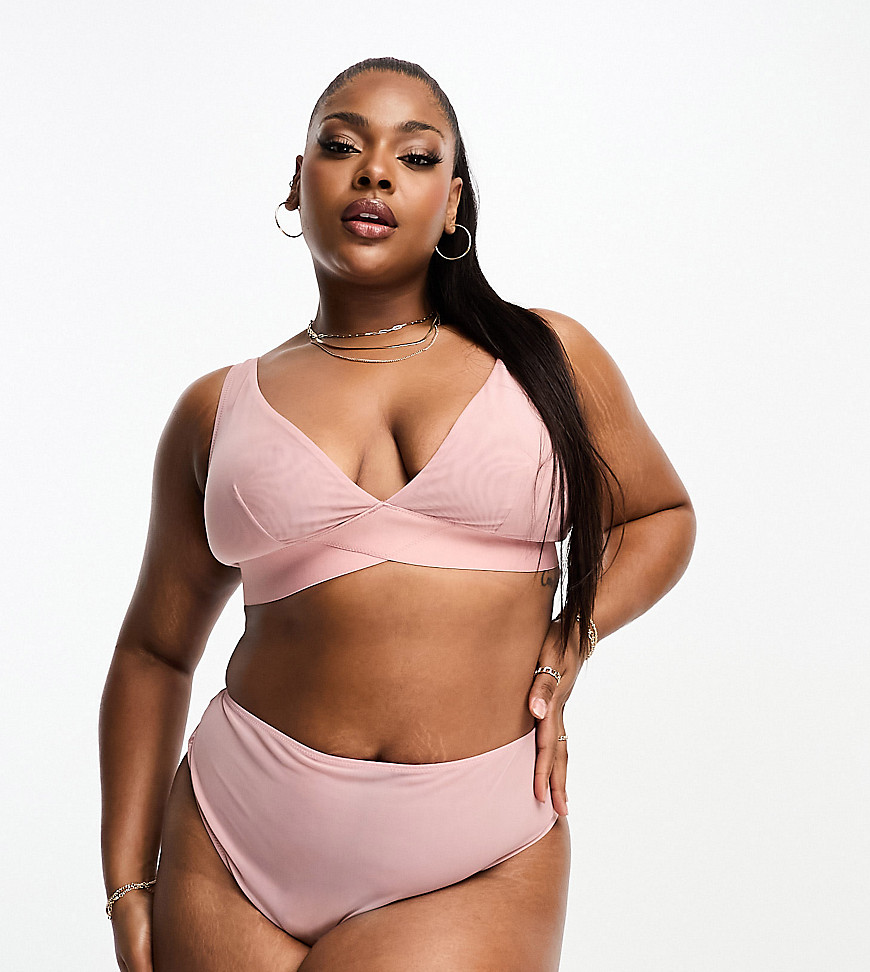 Curve Mila mesh smoothing high-waist thong in mink-Pink
