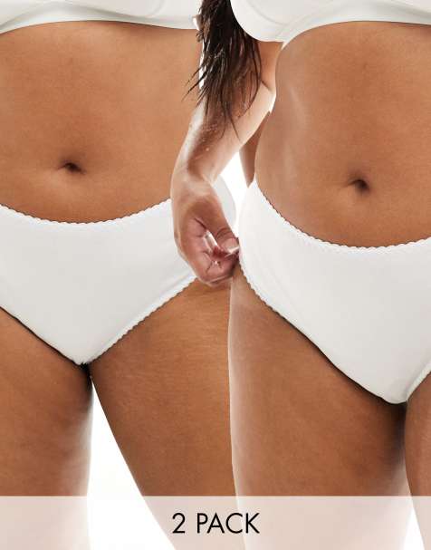 ASOS DESIGN Curve - Mila - Pakke med 2 par hvide brasilianske briefs i bomuld - view 1