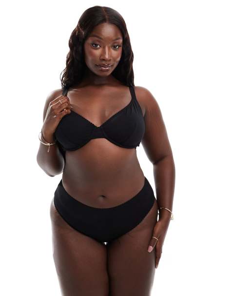 ASOS DESIGN Curve – Mila – Svart set i bomull - view 1