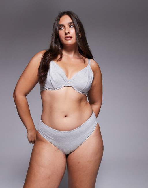 ASOS DESIGN Curve – Mila – Szary melanżowy biustonosz z fiszbinami